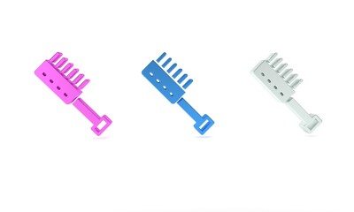 Colorful Sauna brush icon isolated on white background. Wooden brush with coarse bristles for washing in the bath. Anti cellulite massage. Minimalism concept. 3D render illustration