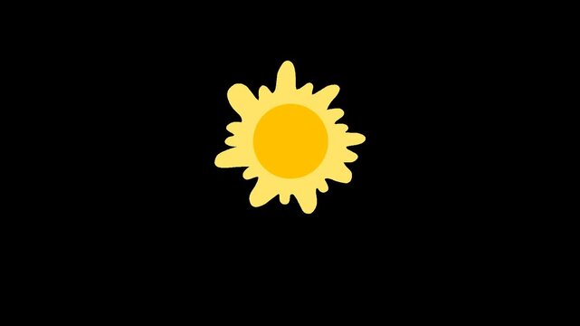 Animated alternate sunrise and sunset of the moon and sun, alternation of day and night. Concept of winter solstice and summer solstice. Animation with alpha channel.