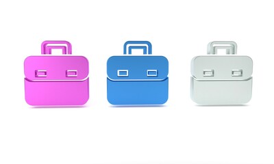 Colorful Briefcase icon isolated on white background. Business case sign. Business portfolio. Minimalism concept. 3D render illustration