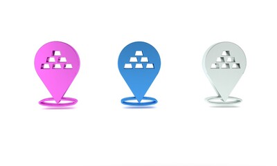 Colorful Gold bars icon isolated on white background. Banking business concept. Minimalism concept. 3D render illustration