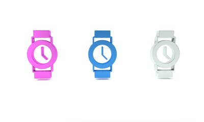 Colorful Wrist watch icon isolated on white background. Wristwatch icon. Minimalism concept. 3D render illustration