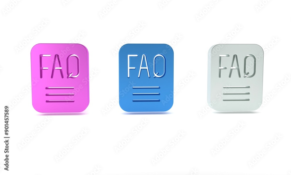 Poster colorful speech bubble with text faq information icon isolated on white background. circle button wi
