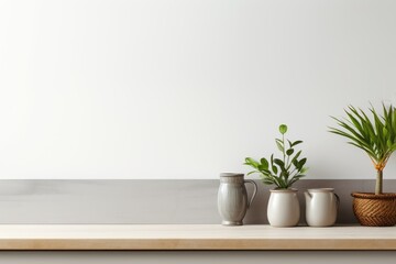 Elegant Kitchen With Natural Decor and Minimalist Aesthetic in Bright Interior Space