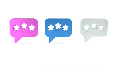 Colorful Speech bubble chat icon isolated on white background. Message icon. Communication or comment chat symbol. Minimalism concept. 3D render illustration