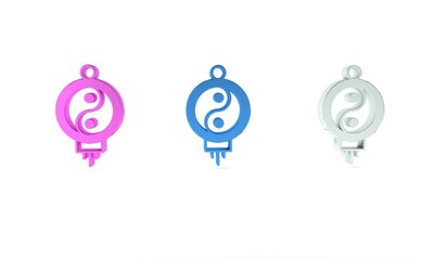 Colorful Chinese paper lantern icon isolated on white background. Minimalism concept. 3D render illustration