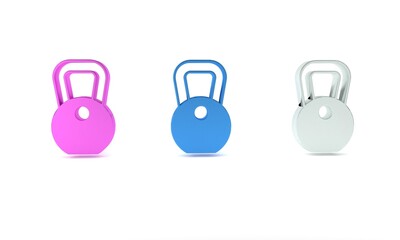 Colorful Weight icon isolated on white background. Kilogram weight block for weight lifting and scale. Mass symbol. Minimalism concept. 3D render illustration