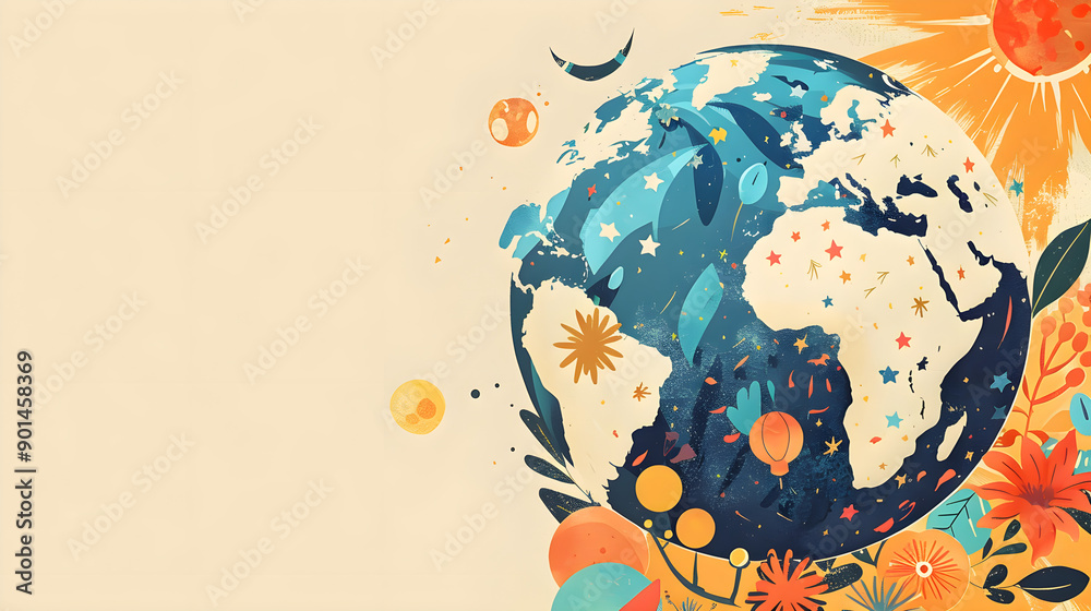 Wall mural vector illustration of international translation day, september 30. abstract image of the globe as a