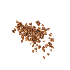 Chocolate Granola Vector, Cocoa Muesli Icon Pile Isolated, Crunchy Cereals, Oatmeal Muesli with Seeds and Grains, Chocolate Granola on White Background Minimal Illustration