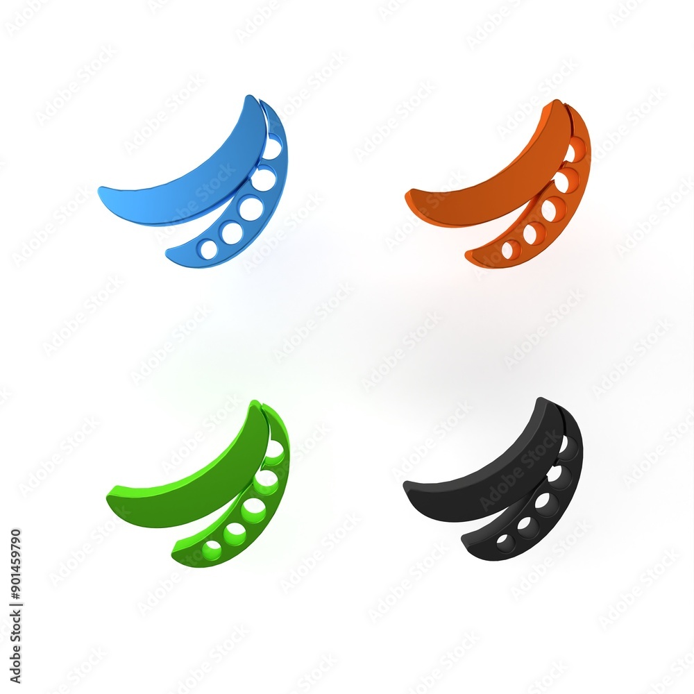 Sticker Colorful Green peas icon isolated on white background. Minimalism concept. 3D render illustration