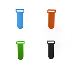 Colorful Test tube and flask chemical laboratory test icon isolated on white background. Laboratory glassware sign. Minimalism concept. 3D render illustration