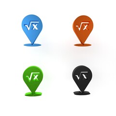 Colorful Square root of x glyph icon isolated on white background. Mathematical expression. Minimalism concept. 3D render illustration