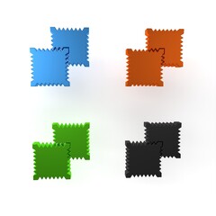 Colorful Textile fabric roll icon isolated on white background. Roll, mat, rug, cloth, carpet or paper roll icon. Minimalism concept. 3D render illustration