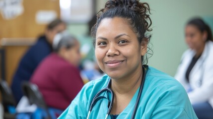 Nurse at a free clinic providing care to underserved community members
