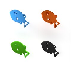 Colorful Tropical fish icon isolated on white background. Exotic fish. Minimalism concept. 3D render illustration