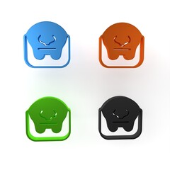 Colorful Mustache and beard icon isolated on white background. Barbershop symbol. Facial hair style. Minimalism concept. 3D render illustration