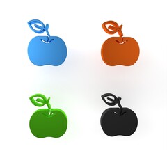 Colorful Apple icon isolated on white background. Excess weight. Healthy diet menu. Fitness diet apple. Minimalism concept. 3D render illustration