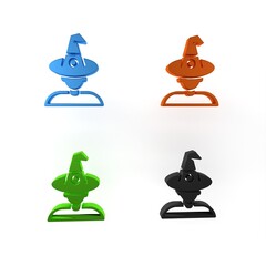 Colorful Witch icon isolated on white background. Happy Halloween party. Minimalism concept. 3D render illustration