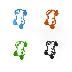 Colorful Sponge icon isolated on white background. Wisp of bast for washing dishes. Cleaning service logo. Minimalism concept. 3D render illustration