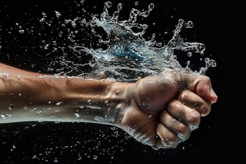 Fototapeta premium Hand Creating Powerful Water Splash