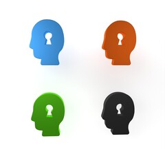 Colorful Solution to the problem in psychology icon isolated on white background. Key. Therapy for mental health. Minimalism concept. 3D render illustration