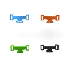 Fototapeta premium Colorful Skateboard wheel icon isolated on white background. Skateboard suspension. Skate wheel. Minimalism concept. 3D render illustration