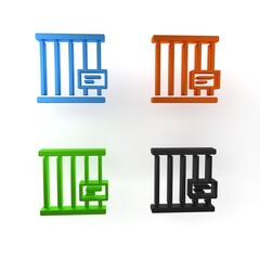 Colorful Animal cage icon isolated on white background. Minimalism concept. 3D render illustration