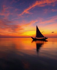 Sailboat Silhouette at Sunset