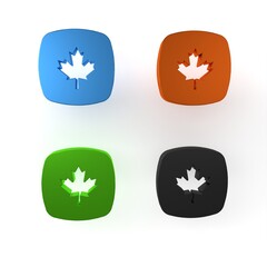 Colorful Canadian maple leaf icon isolated on white background. Canada symbol maple leaf. Minimalism concept. 3D render illustration