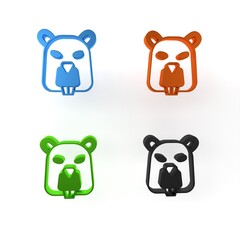 Colorful Beaver animal icon isolated on white background. Minimalism concept. 3D render illustration