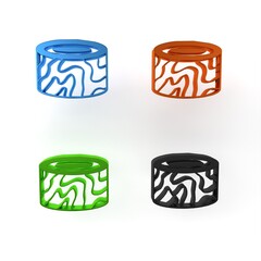 Colorful Tree stump icon isolated on white background. Minimalism concept. 3D render illustration