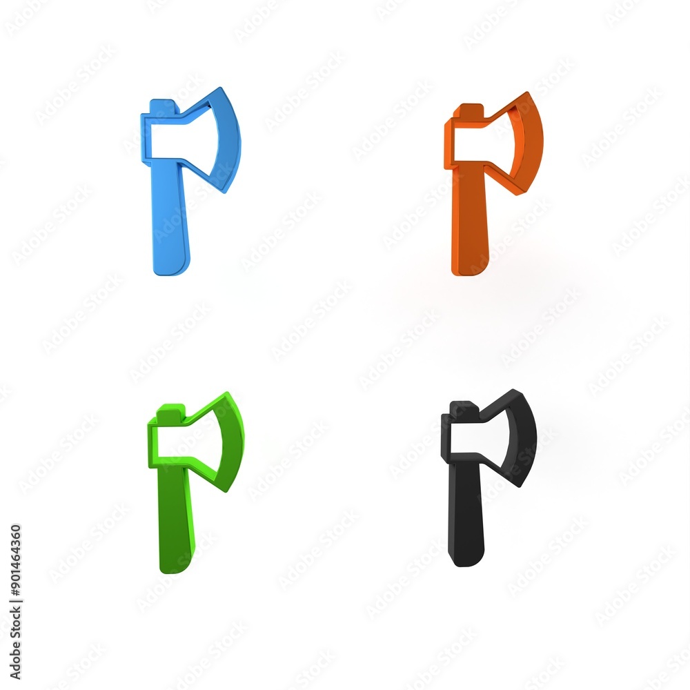 Canvas Prints colorful wooden axe icon isolated on white background. lumberjack axe. minimalism concept. 3d render