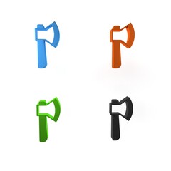 Colorful Wooden axe icon isolated on white background. Lumberjack axe. Minimalism concept. 3D render illustration