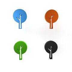 Colorful Tree icon isolated on white background. Forest symbol. Minimalism concept. 3D render illustration