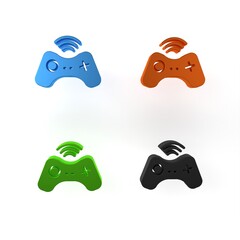 Colorful Wireless gamepad icon isolated on white background. Game controller. Minimalism concept. 3D render illustration