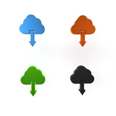Colorful Cloud download icon isolated on white background. Minimalism concept. 3D render illustration