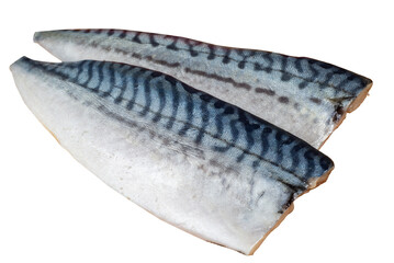 Two mackerel fillets separated from the background