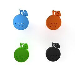Colorful Orange fruit icon isolated on white background. Minimalism concept. 3D render illustration
