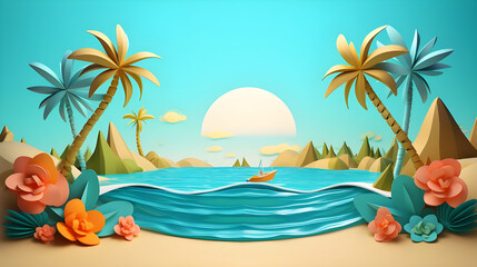 3d Summer the hottest season Sea vector illustration