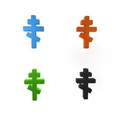 Colorful Christian cross icon isolated on white background. Church cross. Minimalism concept. 3D render illustration