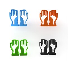 Colorful Firefighter gloves icon isolated on white background. Protect gloves icon. Minimalism concept. 3D render illustration