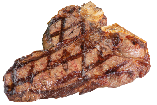 T-bone steak grilled with fried strips