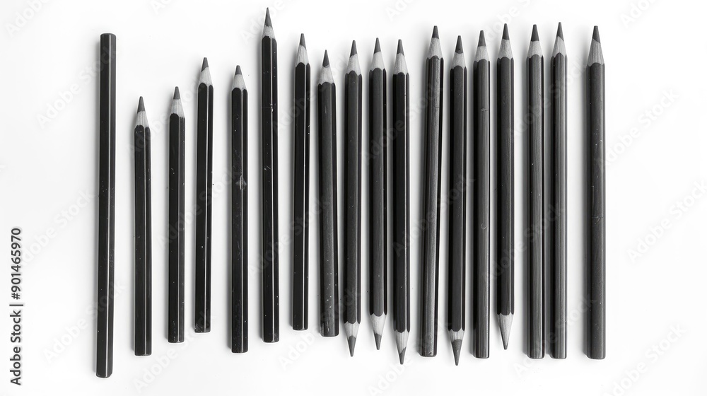 Sticker Pencils of varying lengths against white backdrop