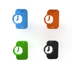Colorful Alarm clock app smartphone interface icon isolated on white background. Minimalism concept. 3D render illustration