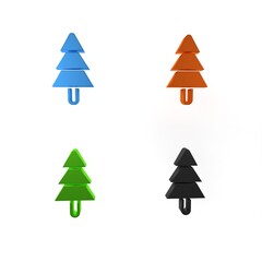 Obraz premium Colorful Tree icon isolated on white background. Forest symbol. Minimalism concept. 3D render illustration