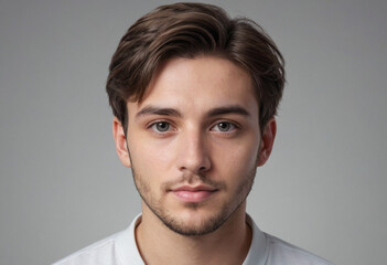 Obraz premium Portrait view of a regular Artist , candid, social media, avatar image, plain solid background