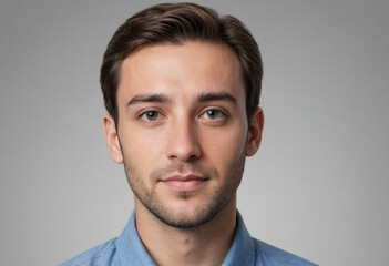 Obraz premium Portrait view of a regular Author , candid, social media, avatar image, plain solid background