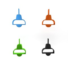 Colorful Lamp hanging icon isolated on white background. Ceiling lamp light bulb. Minimalism concept. 3D render illustration