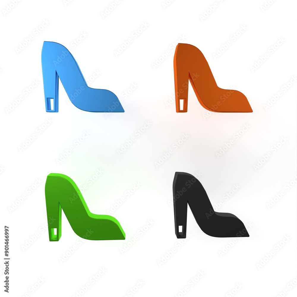 Canvas Prints colorful woman shoe with high heel icon isolated on white background. minimalism concept. 3d render 