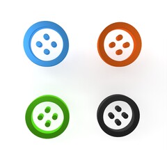 Colorful Sewing button for clothes icon isolated on white background. Clothing button. Minimalism concept. 3D render illustration