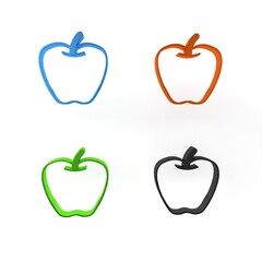 Colorful Apple icon isolated on white background. Excess weight. Healthy diet menu. Fitness diet apple. Minimalism concept. 3D render illustration